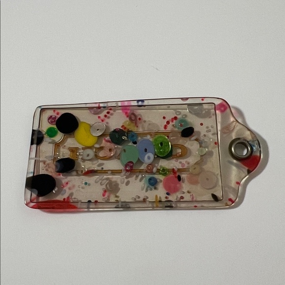 🥳🎉 3.5" Coach Poppy XL Multicolor Confetti Lucite Hangtag Bag Fob Charm Keychain - Picture 10 of 12
